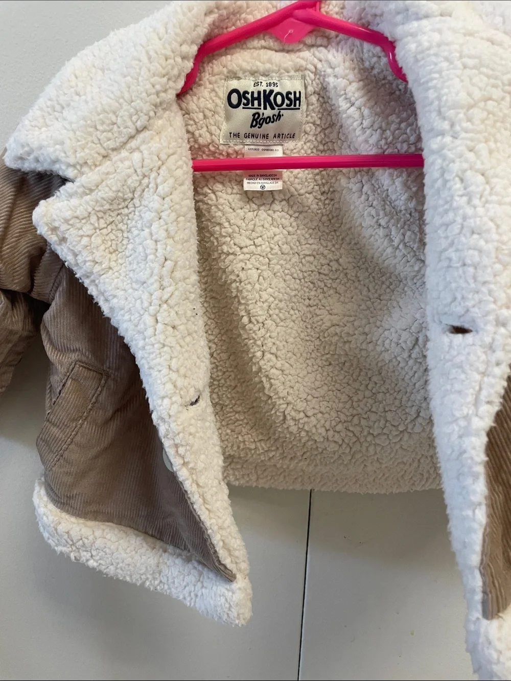 OshKosh B'gosh Cream Sherpa-Lined Corduroy Jacket